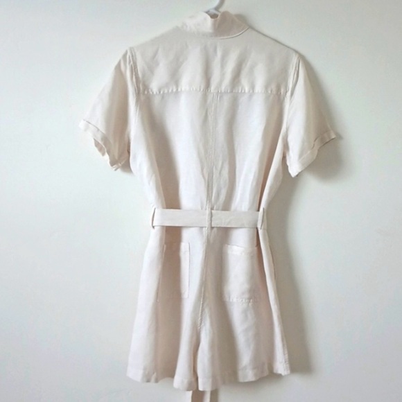 Rails Georgie Linen Blend Romper Cream Utility Short Jumpsuit with Tie Waist - Picture 5 of 6